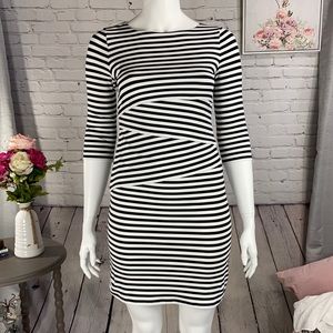 J.McLaughlin Black/White Stripe Dress Size: Large